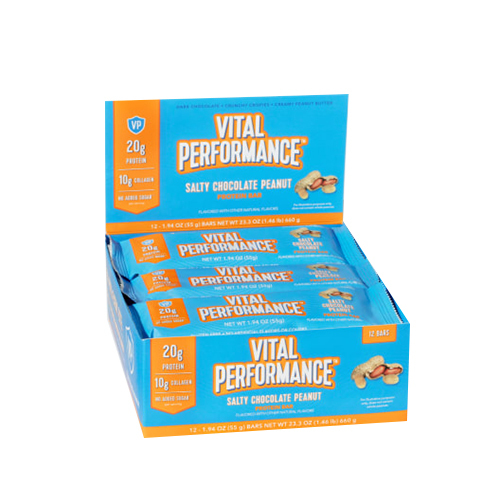 Vital Proteins Vital Performance Protein Bar - Salty Chocolate Peanut on white background