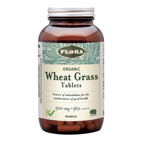 Flora Wheat Grass 500 mg on white background