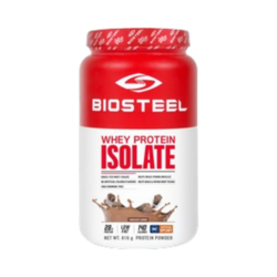 Whey Protein Isolate Chocolate on white background