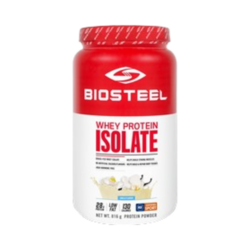 Whey Protein Isolate Vanilla on white background