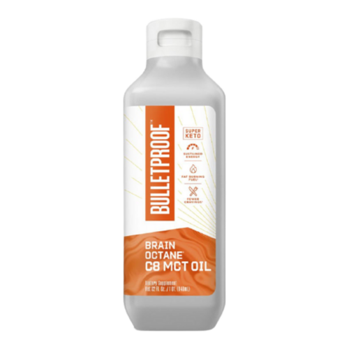 Bulletproof Brain Octane C8 MCT Oil (formerly known as XCT Oil) on white background
