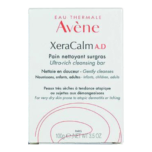 Avene XeraCalm A.D Ultra-Rich Cleansing Bar on white background