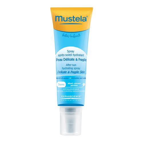 Mustela After Sun Hydrating Spray on white background