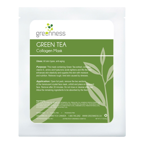 Greenness Cosmetics Green Tea Collagen Mask on white background