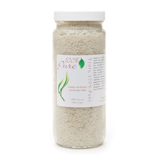 100% Pure Organic Eucalyptus Sea Therapy Bath Soak on white background