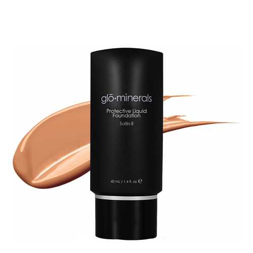 gloMinerals Protective Liquid Foundation Satin II - Beige on white background