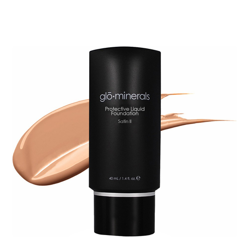 gloMinerals Protective Liquid Foundation Satin II - Beige on white background