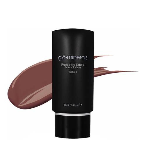 gloMinerals Protective Liquid Foundation Satin II - Beige on white background