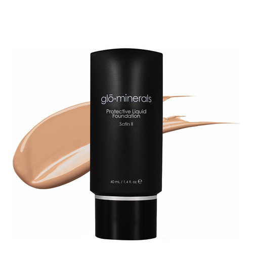 gloMinerals Protective Liquid Foundation Satin II - Beige on white background