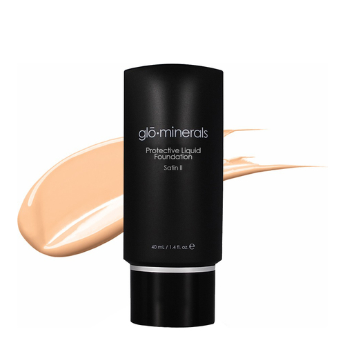 gloMinerals Protective Liquid Foundation Satin II - Beige on white background