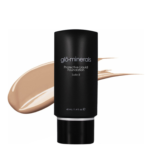 gloMinerals Protective Liquid Foundation Satin II - Beige on white background