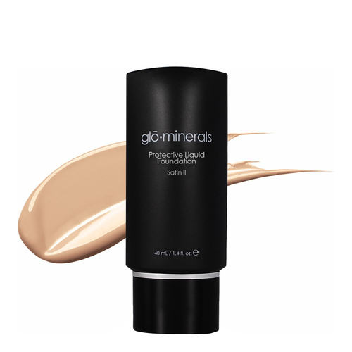 gloMinerals Protective Liquid Foundation Satin II - Beige on white background