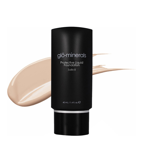 gloMinerals Protective Liquid Foundation Satin II - Beige on white background